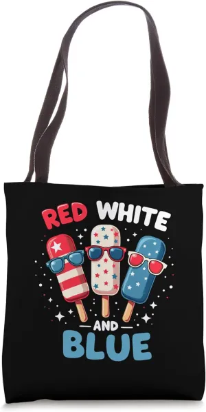 Red White Blue Popsicle 4th July Patriotic USA Flag Boys Men Tote Bag