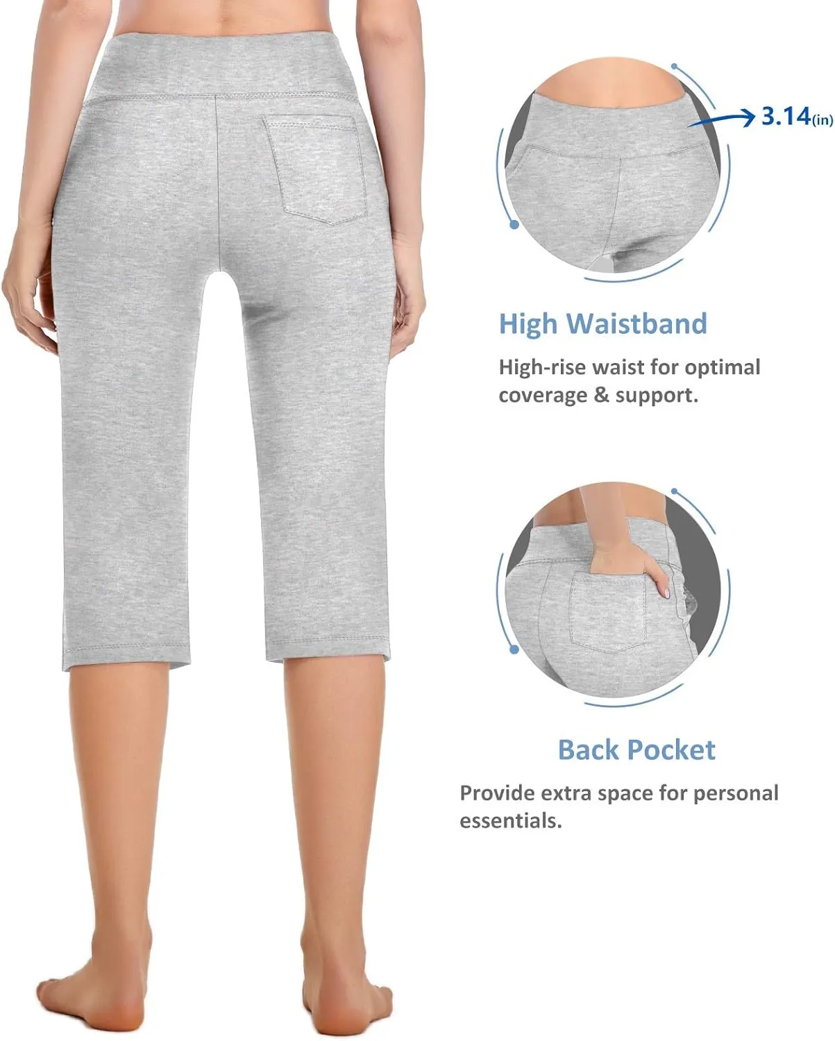RIMLESS 7 Women's Yoga Pants with Pockets High Waist Stretch Pants Tummy Control Workout Pants