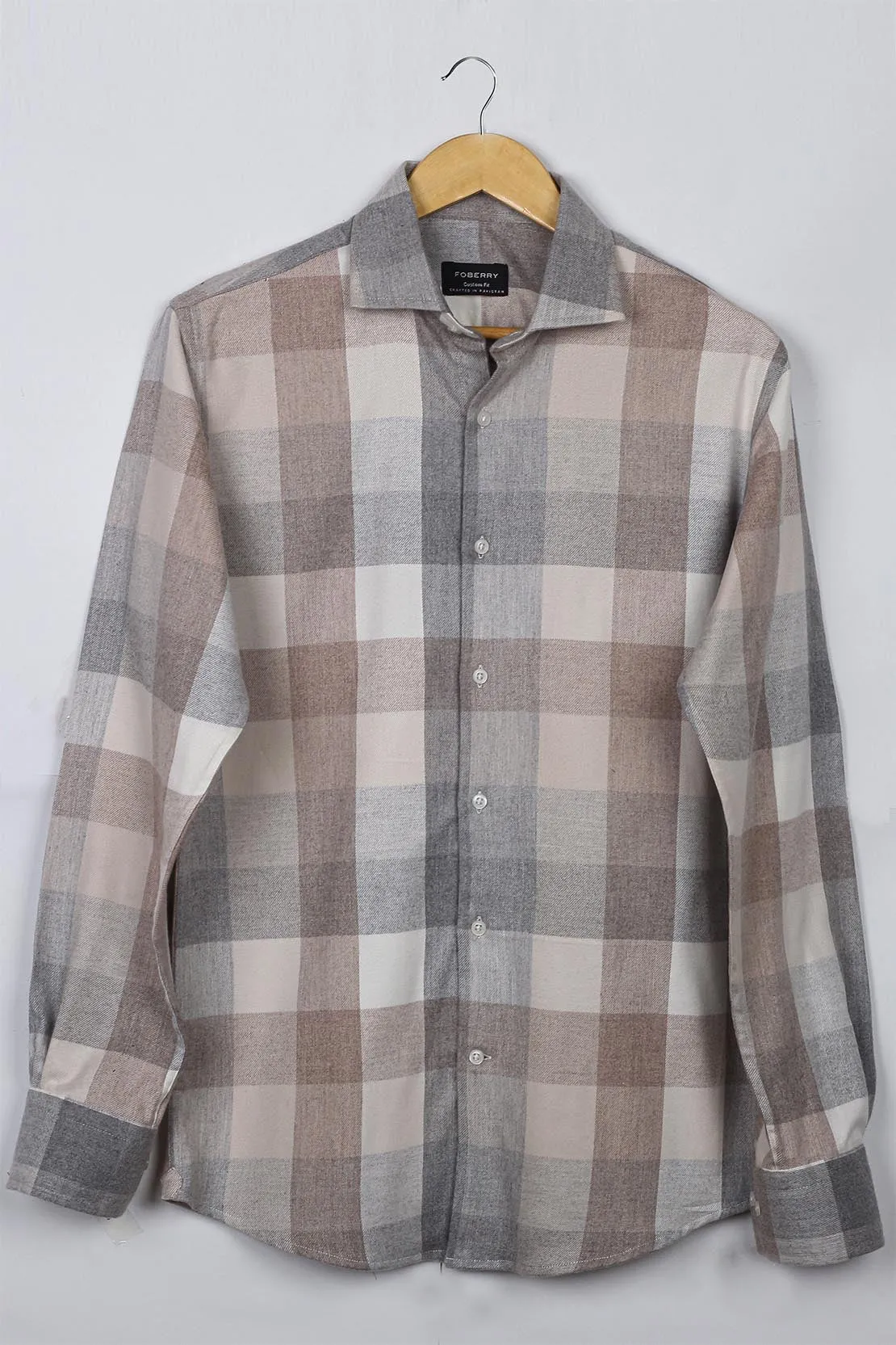 Rust Grey Brushed Winter Flannel Shirt