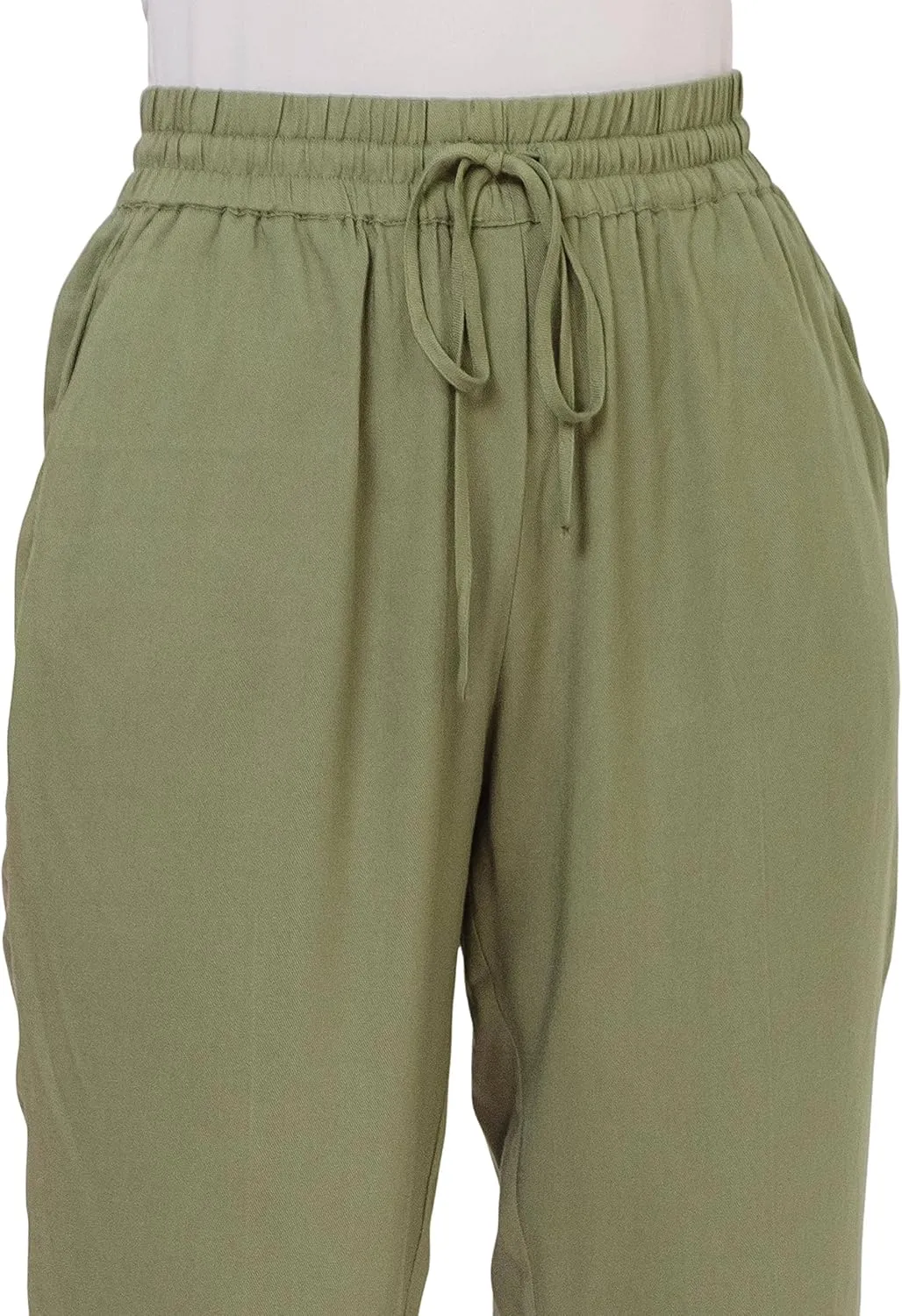SANDY & SID Womens Pants Baggy Drawstring Pleated High Rise Slant Pockets Straight Leg Pants Work Office Business