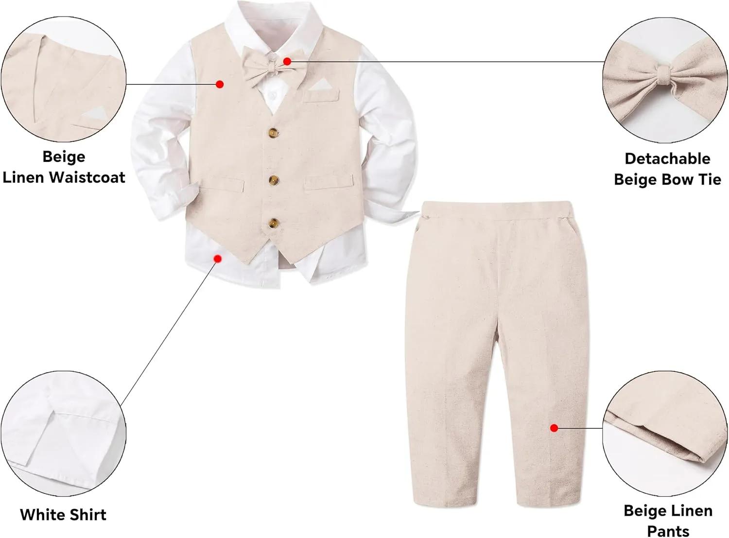 SANGTREE Baby Boys Toddler Gentleman Kids Formal Outfits Long Sleeve Suit Clothing Set 3 Months - 9 Years