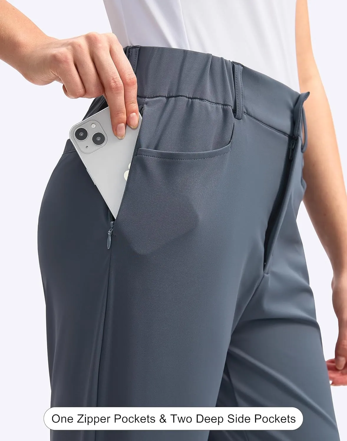 SANTINY Women's Golf Pants with 5 Pockets High Waisted Quick Dry Stretch Pants for Women Travel Work Casual
