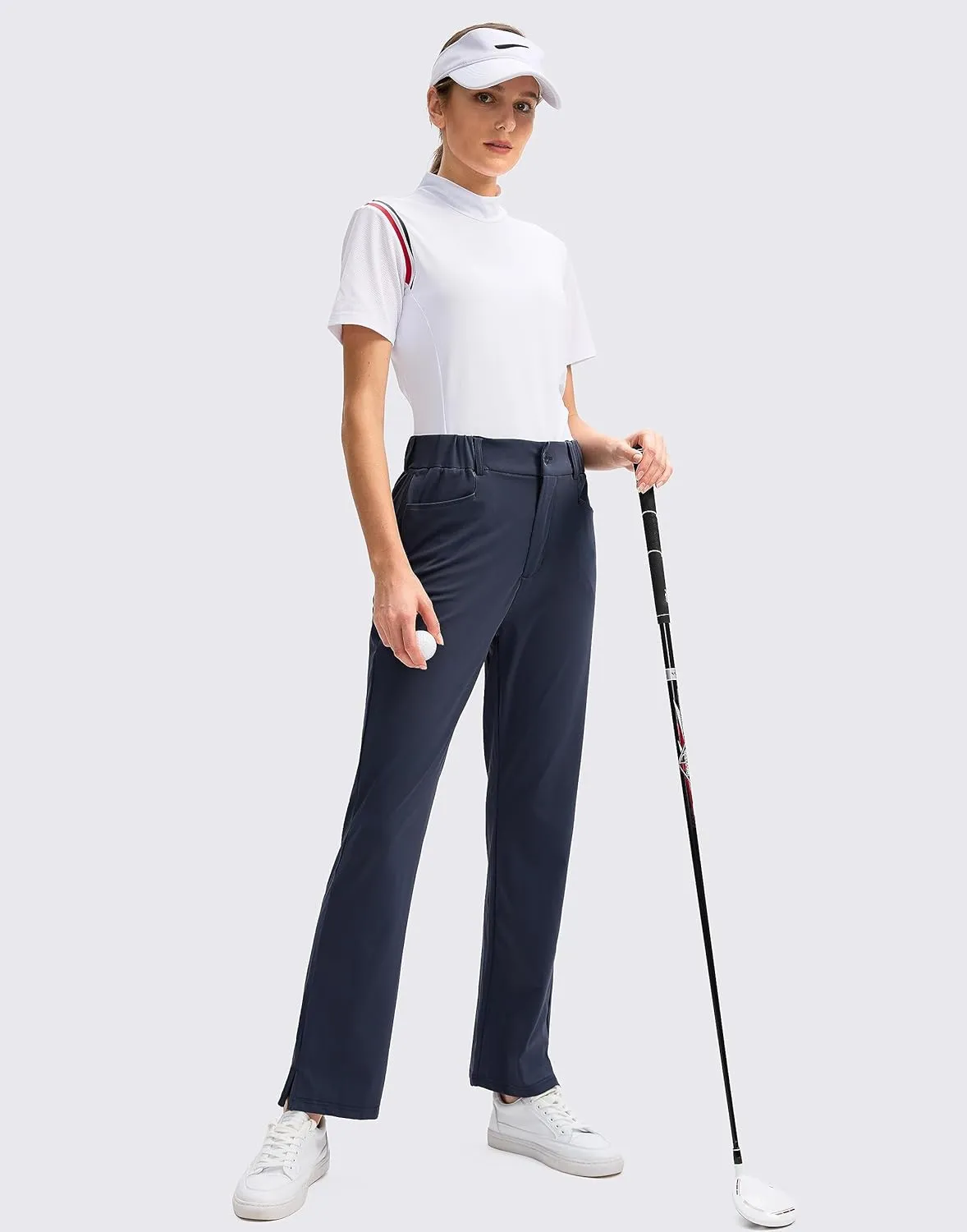 SANTINY Women's Golf Pants with 5 Pockets High Waisted Quick Dry Stretch Pants for Women Travel Work Casual