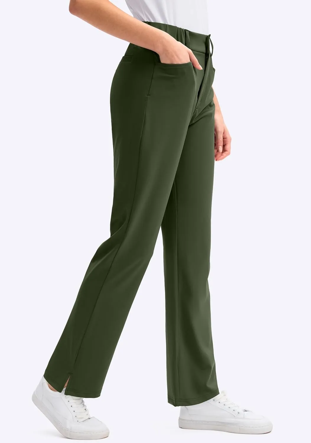 SANTINY Women's Golf Pants with 5 Pockets High Waisted Quick Dry Stretch Pants for Women Travel Work Casual