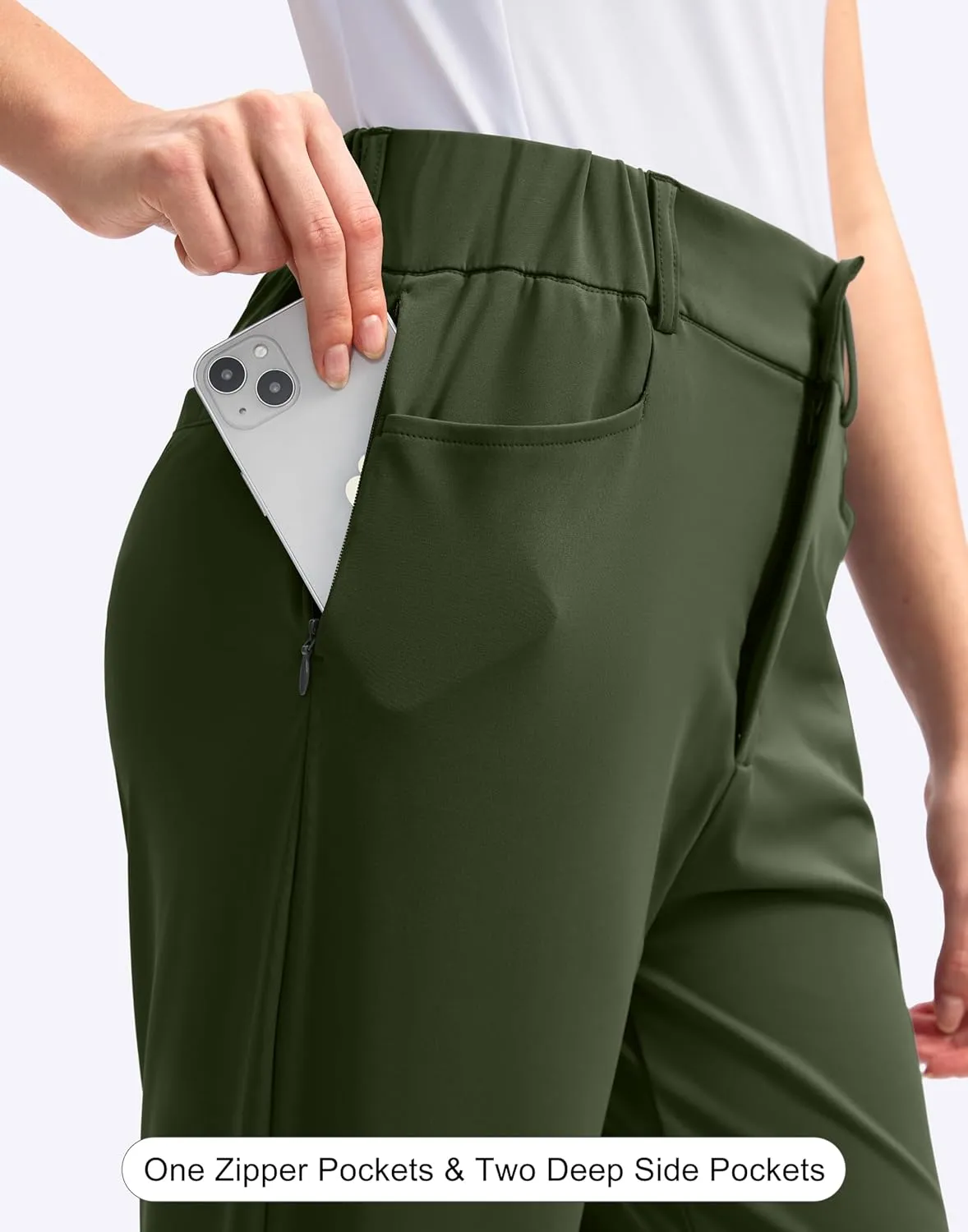 SANTINY Women's Golf Pants with 5 Pockets High Waisted Quick Dry Stretch Pants for Women Travel Work Casual