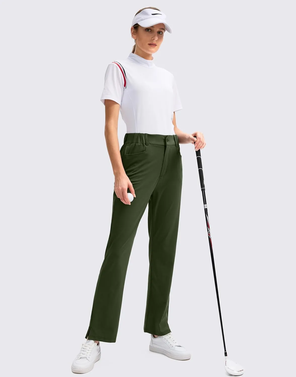 SANTINY Women's Golf Pants with 5 Pockets High Waisted Quick Dry Stretch Pants for Women Travel Work Casual