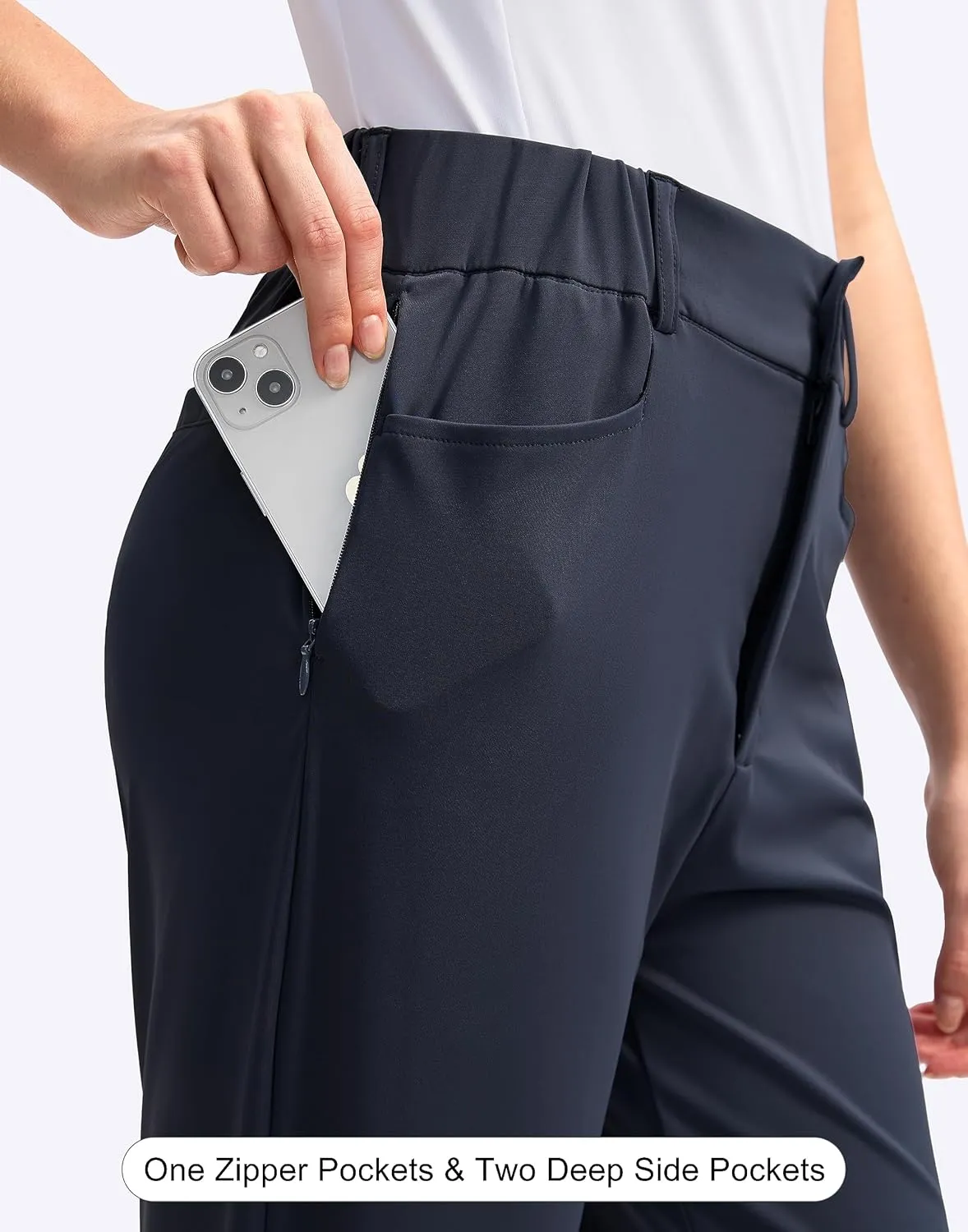 SANTINY Women's Golf Pants with 5 Pockets High Waisted Quick Dry Stretch Pants for Women Travel Work Casual