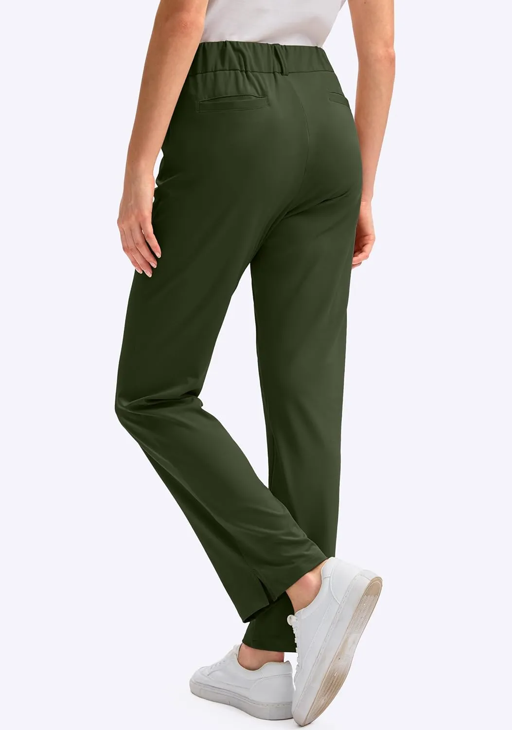 SANTINY Women's Golf Pants with 5 Pockets High Waisted Quick Dry Stretch Pants for Women Travel Work Casual