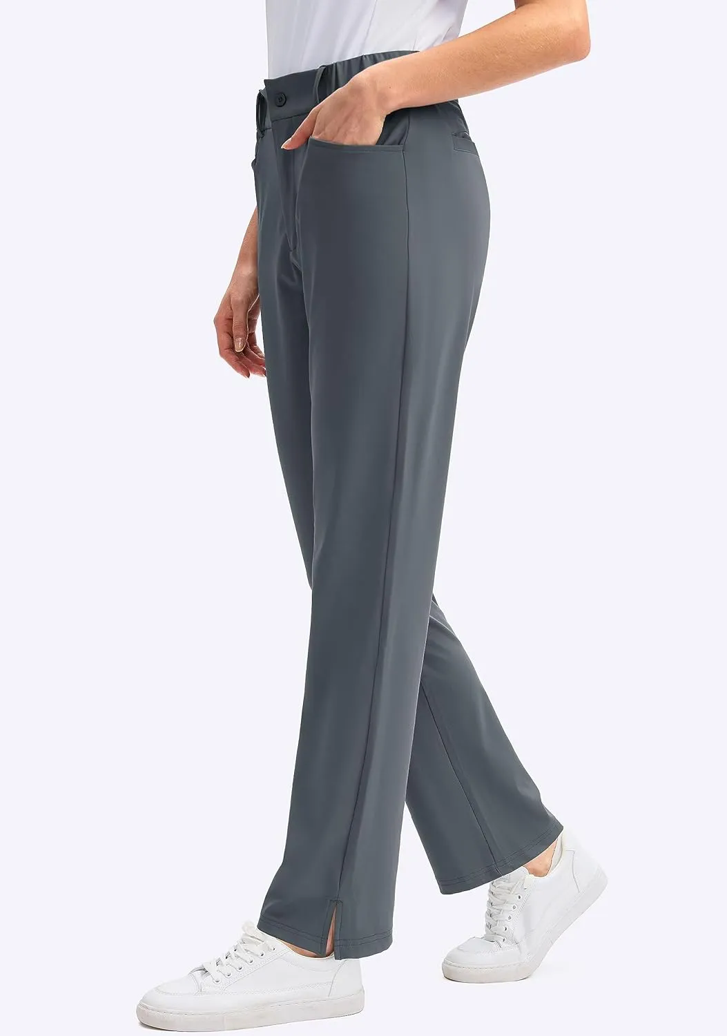 SANTINY Women's Golf Pants with 5 Pockets High Waisted Quick Dry Stretch Pants for Women Travel Work Casual