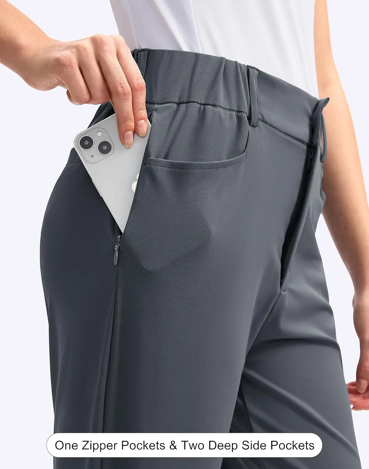 SANTINY Women's Golf Pants with 5 Pockets High Waisted Quick Dry Stretch Pants for Women Travel Work Casual