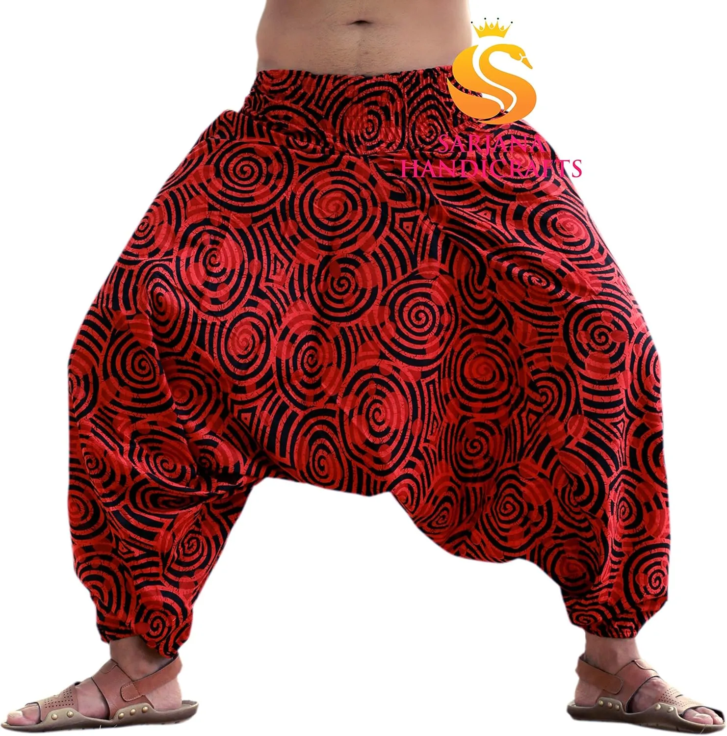SARJANA HANDICRAFTS Men Women Cotton Harem Pants Pockets Yoga Trousers Hippie