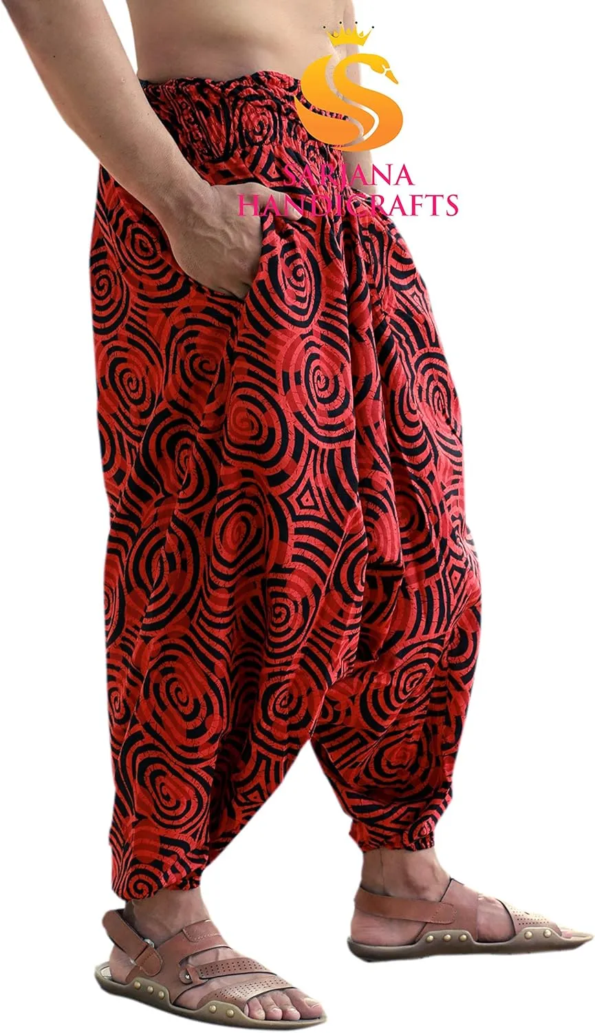 SARJANA HANDICRAFTS Men Women Cotton Harem Pants Pockets Yoga Trousers Hippie