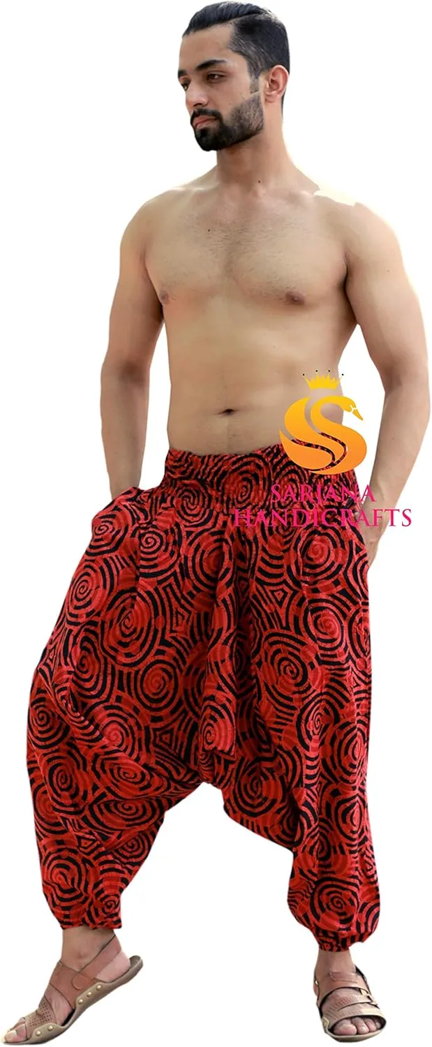 SARJANA HANDICRAFTS Men Women Cotton Harem Pants Pockets Yoga Trousers Hippie