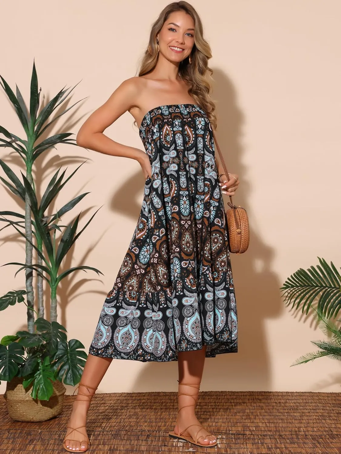 Seta T Women's Floral Skirts High Waist A Line Boho Maxi Skirt Ruffle Long Summer Skirt