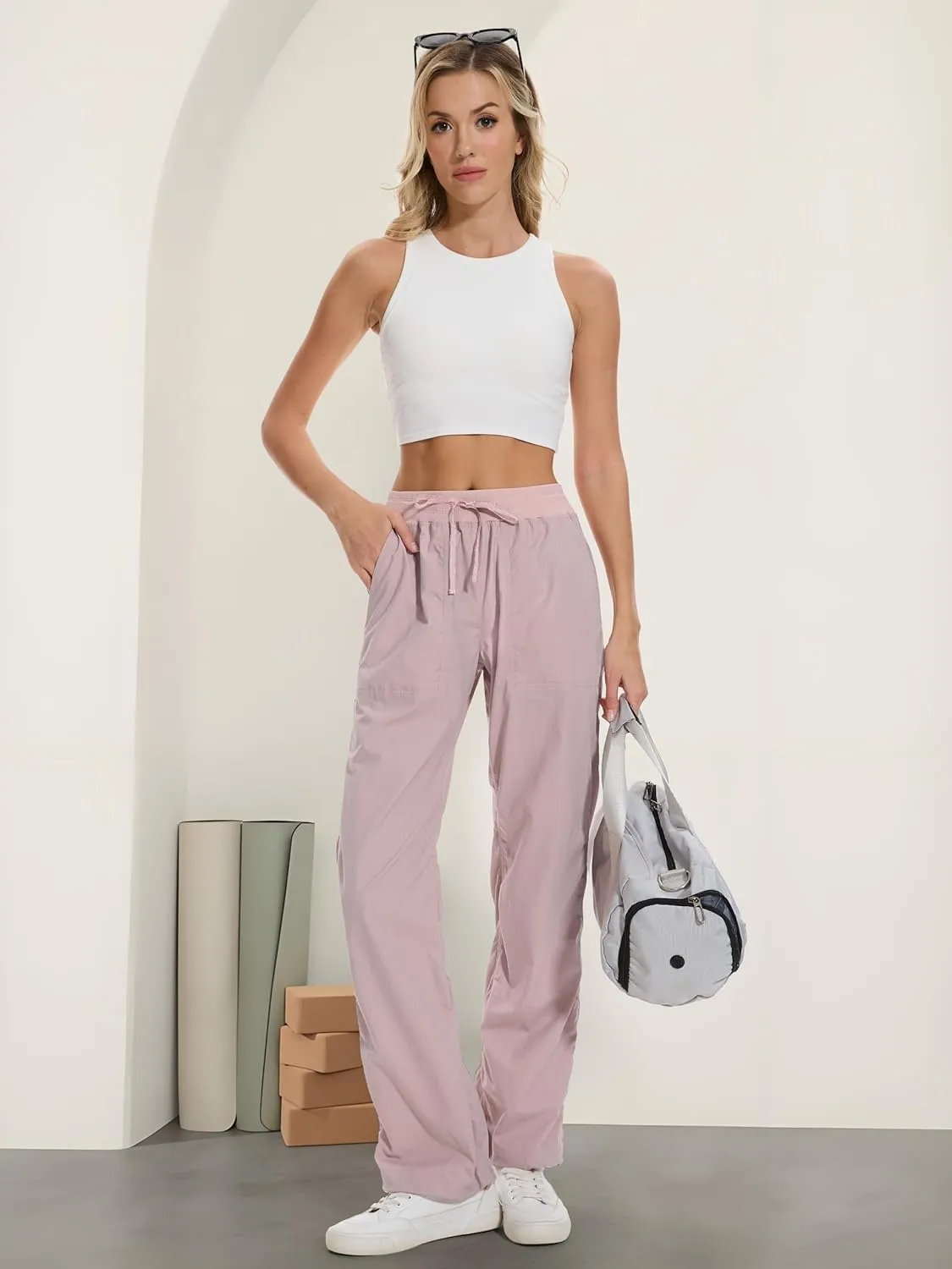 SEVEGO Women's 30"/32"/34"/36" Tall Inseam Lightweight Dance Studio Pants Ruched Workout Athletic Casual Pants