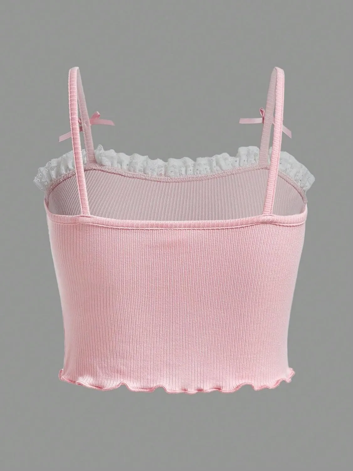 SOLY HUX Girl's Lace Trim Bowknot Cute Camisole Spaghetti Strap Fitted Crop Tops Coquette Aesthetic Clothes