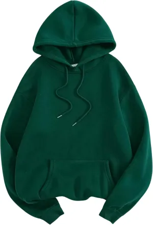 SOLY HUX Hoodies for Women Drawstring Long Sleeve Drop Shoulder Pullover Sweatshirt with Pocket