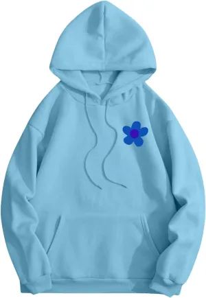 SOLY HUX Women's Graphic Hoodies Oversized Sweatshirts Letter Flower Print Hooded Pullover Tops Cute Fall Clothes