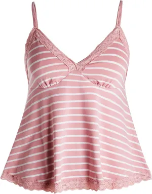 SOLY HUX Womens Y2K Lace Cami V Neck Sleeveless Striped Shirt Spaghetti Strap Camisole Gothic Tops