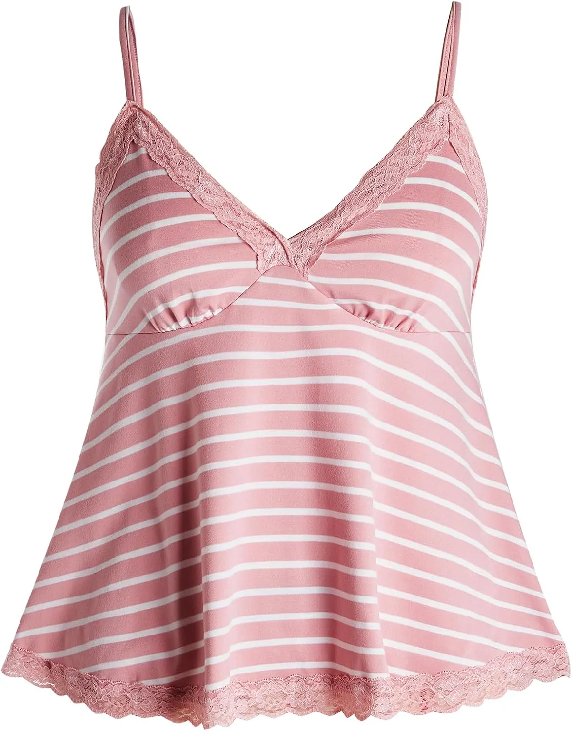 SOLY HUX Womens Y2K Lace Cami V Neck Sleeveless Striped Shirt Spaghetti Strap Camisole Gothic Tops