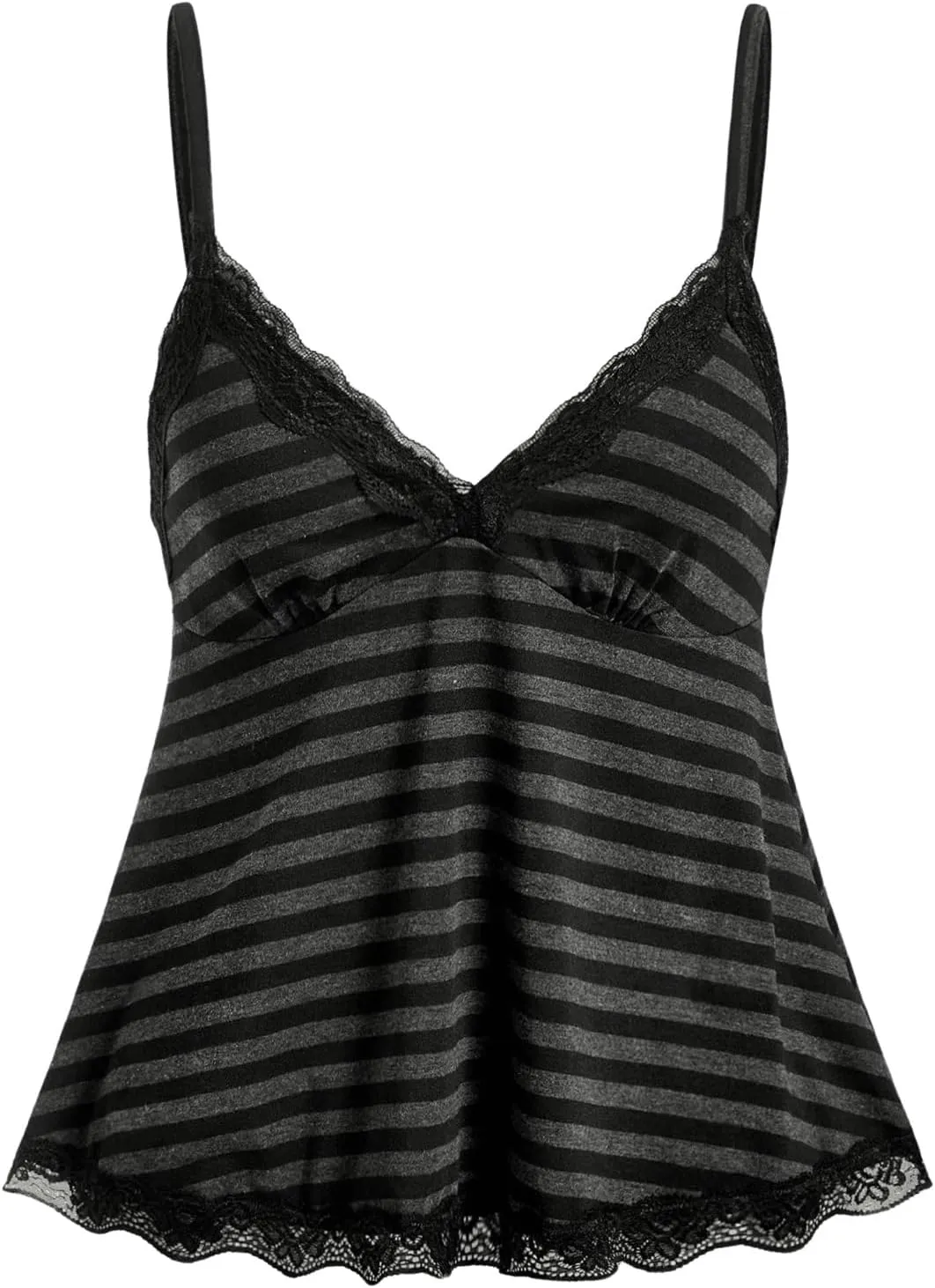 SOLY HUX Womens Y2K Lace Cami V Neck Sleeveless Striped Shirt Spaghetti Strap Camisole Gothic Tops