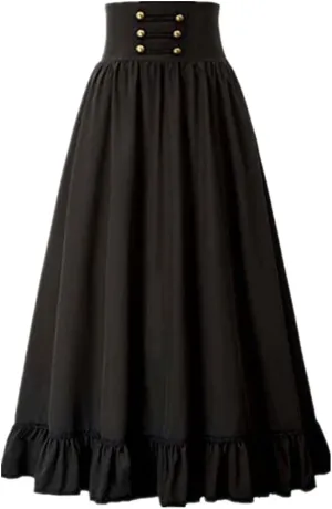 Sorrica Women Victorian Vintage High Waist Long Skirt High Waist Lace Up Renaissance Maxi Skirts