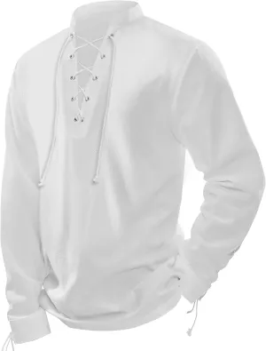 Spooktacular Creations Men's Halloween Renaissance Medieval Viking Costume Long Sleeved Pirate Shirt Top for Dress-Up Parties
