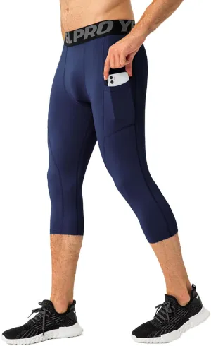 SPVISE 1 or 3 Pack 3/4 Compression Pants Men Athletic Gym Capri Leggings Running Tights Dry Fit Basketball Sports Base Layer