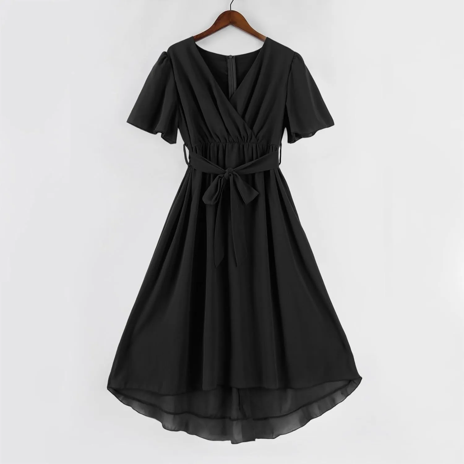 Summer Dresses for Women Boho Floral Printed Chiffon Dresses Elegant V Neck Wedding Prom Cocktail Midi Dress