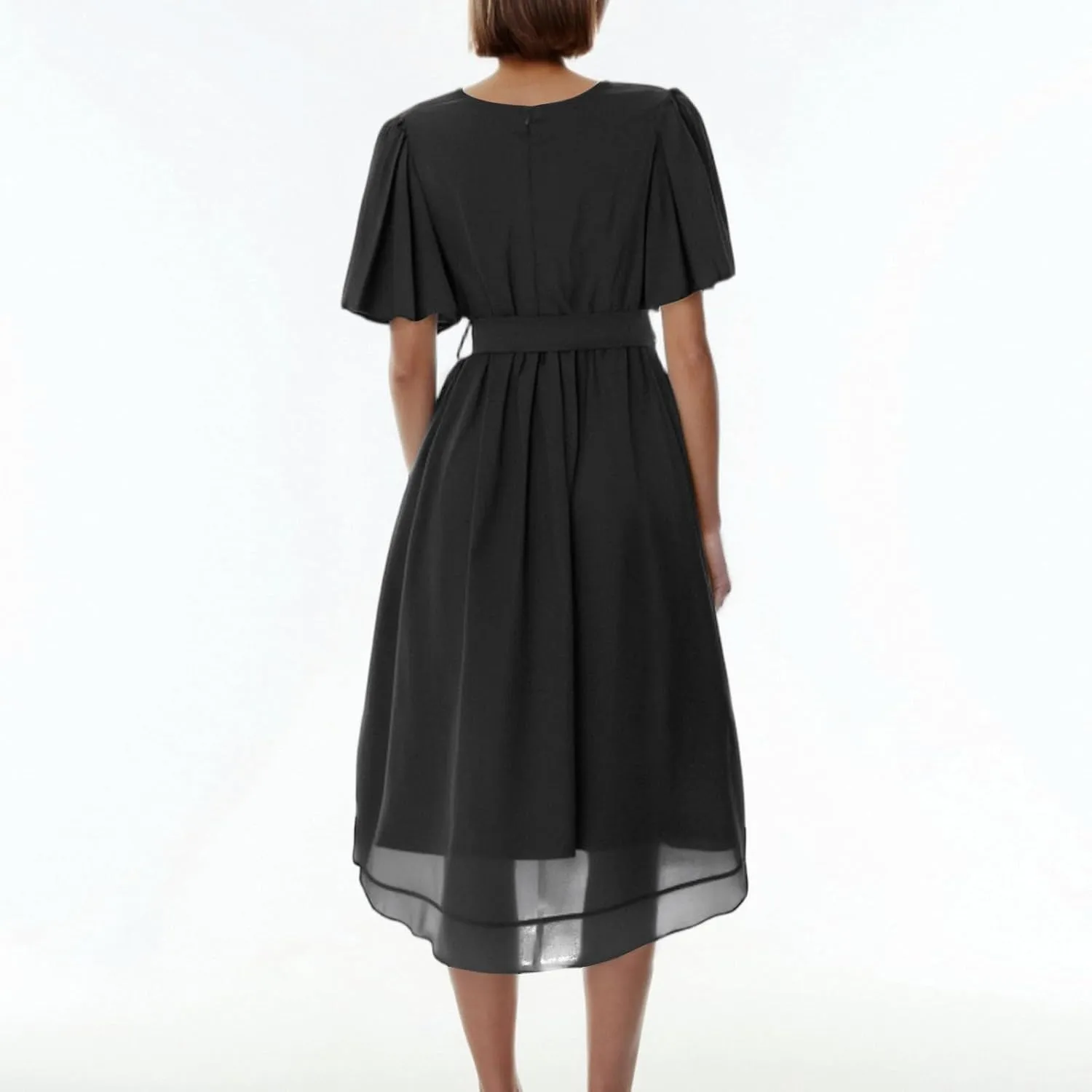 Summer Dresses for Women Boho Floral Printed Chiffon Dresses Elegant V Neck Wedding Prom Cocktail Midi Dress
