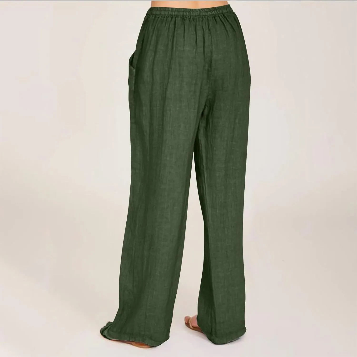 Summer Linen Pants for Women Trendy 2025 High Waisted Drawstring Lounge Trousers Flowy Boho Beach Pant Vacation Outfits