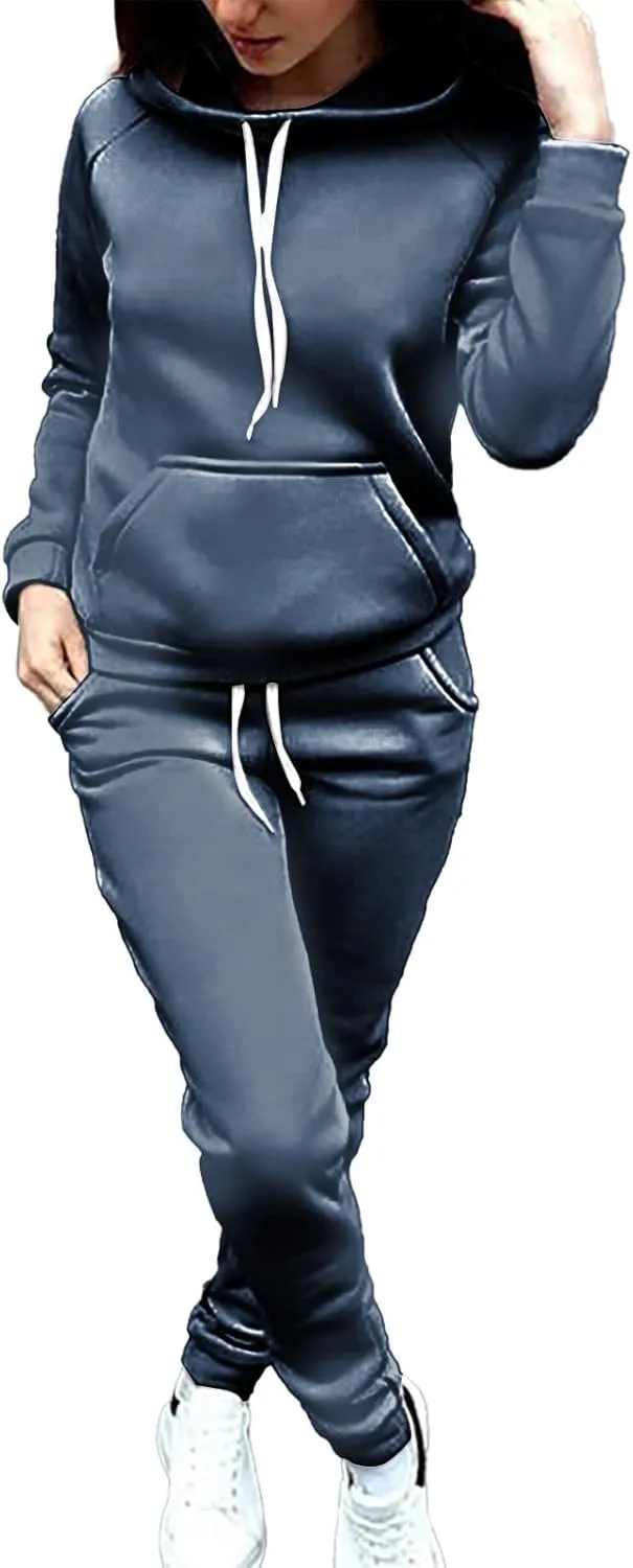 Sweatpants and Sweatshirt Set for Women,2 Piece Tracksuit Outfits Hoodie Sweatshirt and Jogging Sweatpants Suit
