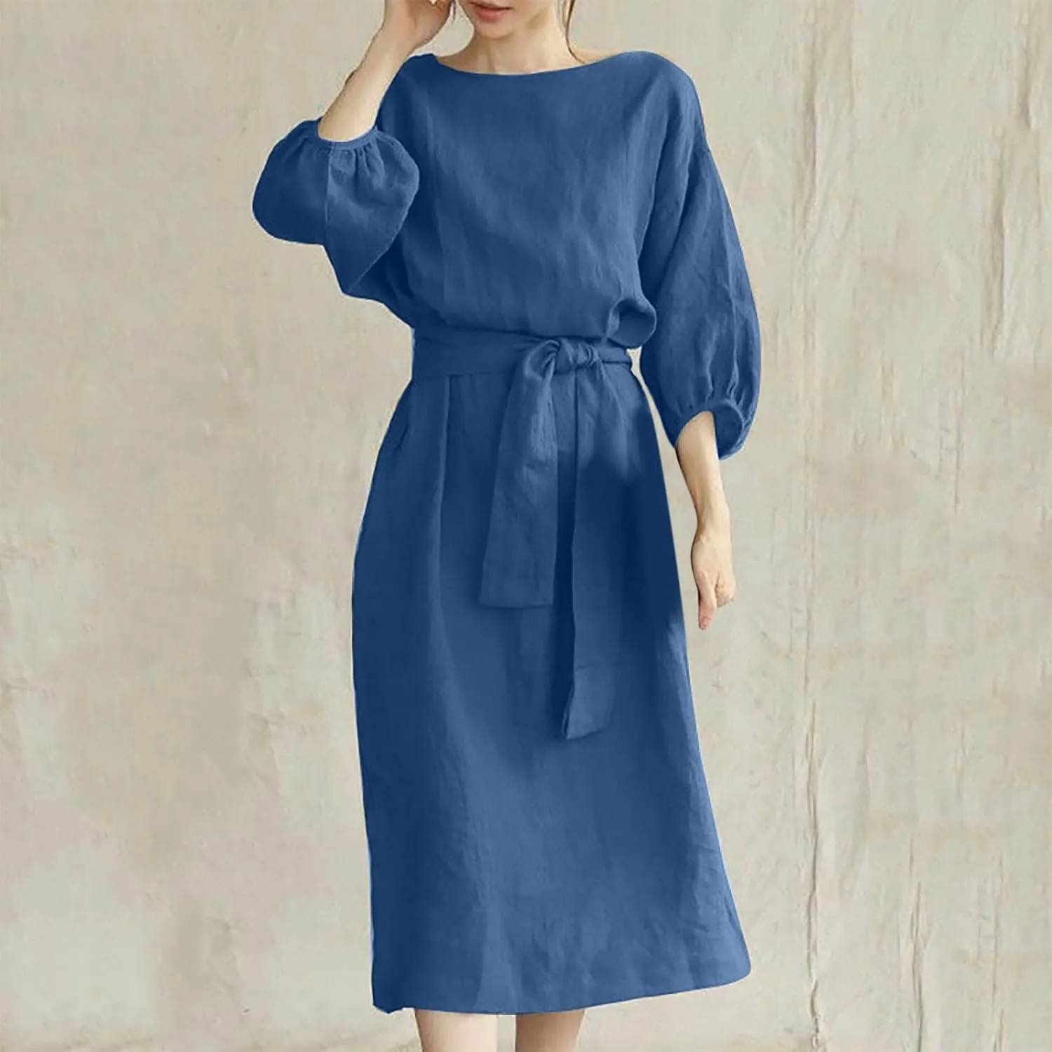 TARIENDY Women Casual Dresses Summer Lace Up Dress Plus Size Plain Lounge Dress Loose Fit Comfy Midi Dresses 2025 Trendy