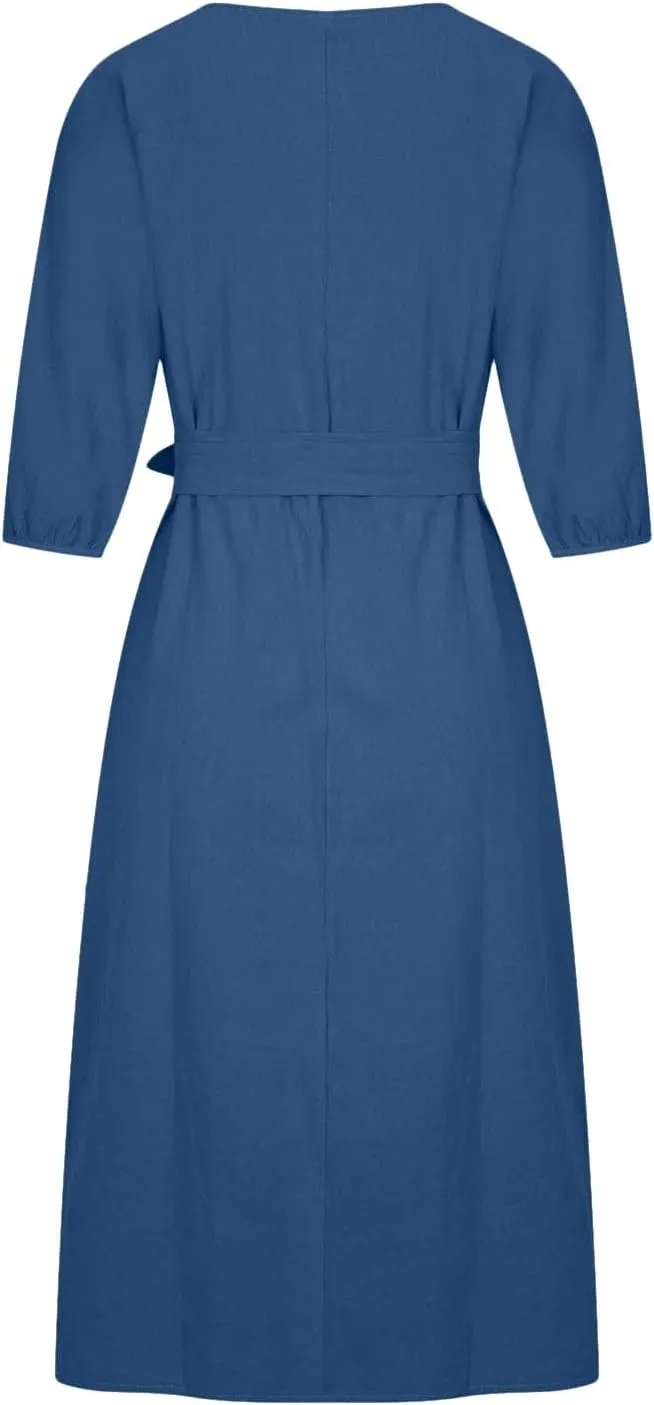 TARIENDY Women Casual Dresses Summer Lace Up Dress Plus Size Plain Lounge Dress Loose Fit Comfy Midi Dresses 2025 Trendy