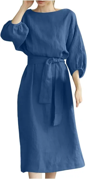 TARIENDY Women Casual Dresses Summer Lace Up Dress Plus Size Plain Lounge Dress Loose Fit Comfy Midi Dresses 2025 Trendy