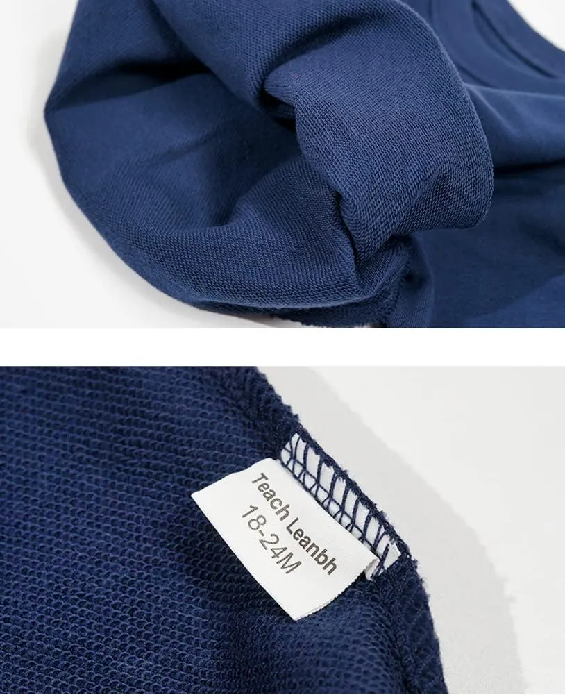 Teach Leanbh Toddler Baby Boys Girls 2 Pack Sweatshirt Crewneck Cotton Long Sleeve Solid Color Pullover Tops
