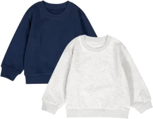 Teach Leanbh Toddler Baby Boys Girls 2 Pack Sweatshirt Crewneck Cotton Long Sleeve Solid Color Pullover Tops
