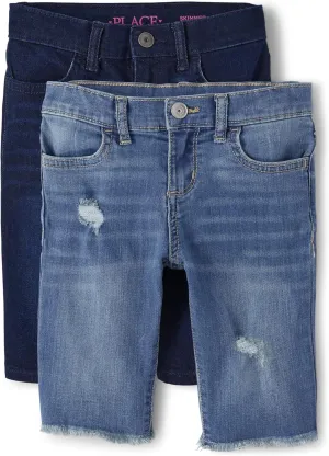 The Children's Place Girls' Denim Skimmer Shorts 2 Pack