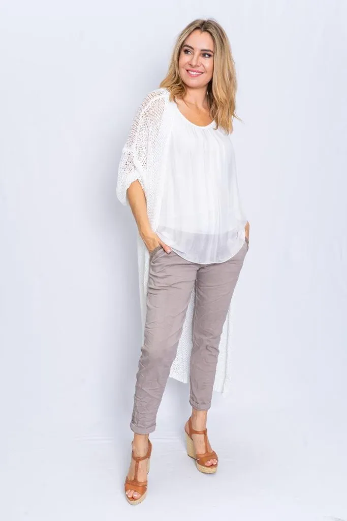 The Italian Closet: Carnet Open Knit Cardigan - White