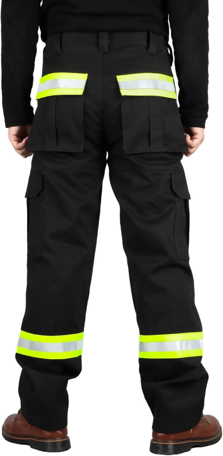 TICOMELA FR Pants High Visibility Cargo Pants NFPA2112 7.5oz Hi-Vis Flame Resistant Elastic Waist Pants