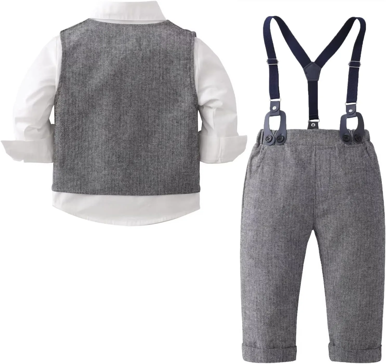 Tiepant Boys 3-Piece Vest Suits Long Sleeve Gentleman Outfits Set for Toddler