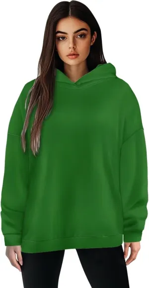 TOADDITDO Women's Casual Hoodies Long Sleeve Solid Lightweight Pullover Tops Loose Sweatshirt Hooded Size S-2XL