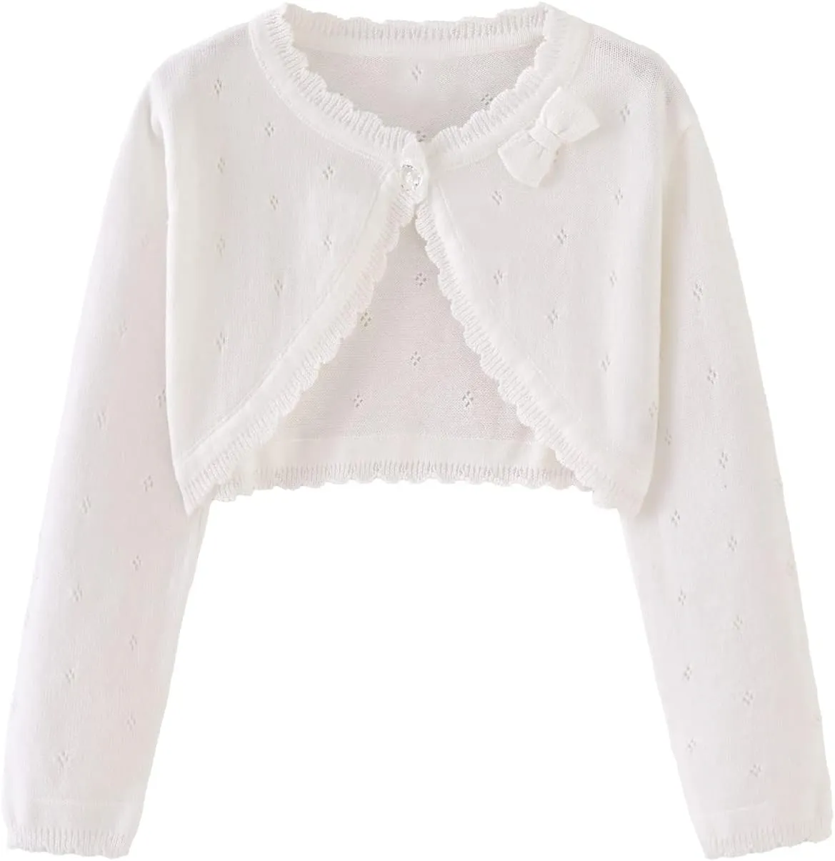 Toddler Girls Cardigan Sweater Bolero Shrug Baby Kids Long Sleeve Cropped Dress Up Button Closure Jacket Tops