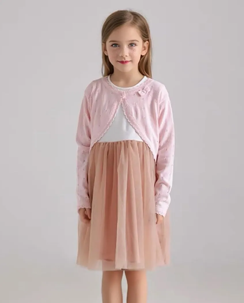 Toddler Girls Cardigan Sweater Bolero Shrug Baby Kids Long Sleeve Cropped Dress Up Button Closure Jacket Tops
