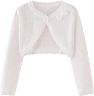 Toddler Girls Cardigan Sweater Bolero Shrug Baby Kids Long Sleeve Cropped Dress Up Button Closure Jacket Tops