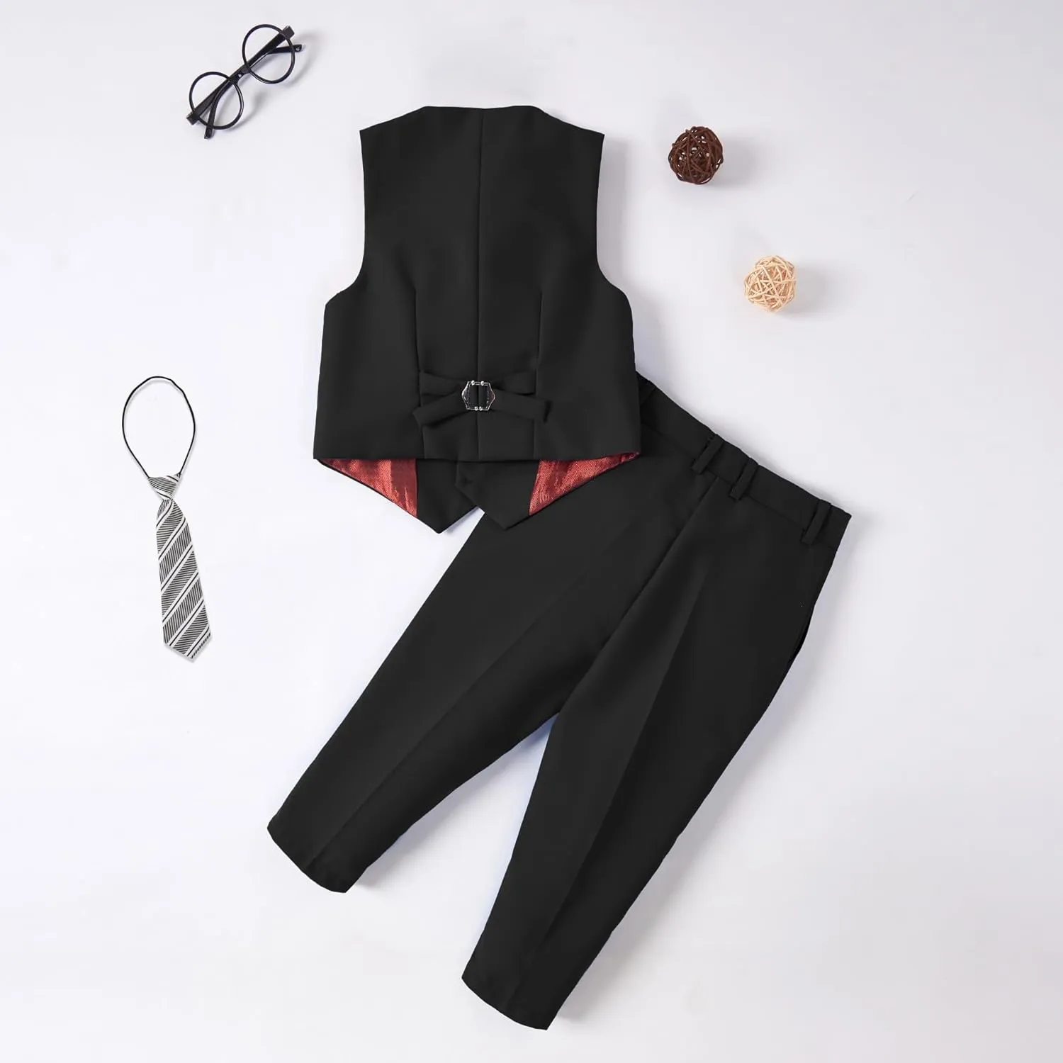 Toddler Suit for Boys Tuxedo Suit Vest and Pants Set Gentleman Outfits Infant Baby Boys Clothes Sets