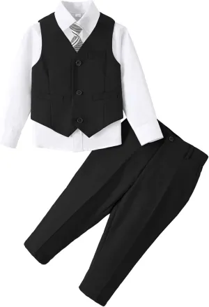 Toddler Suit for Boys Tuxedo Suit Vest and Pants Set Gentleman Outfits Infant Baby Boys Clothes Sets