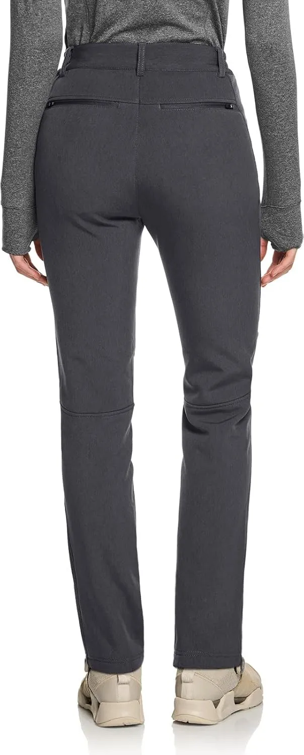 TSLA Women's Softshell Winter Snow Ski Pants, Fleece Lined Waterproof Hiking Pants, Insulated Work Outdoor Pants