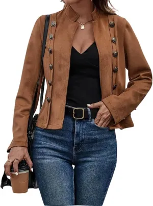 utcoco Women's Faux Suede Leather Jacket Casual Long Sleeve Blazer Jacket Coat 2024 Fall Outfits