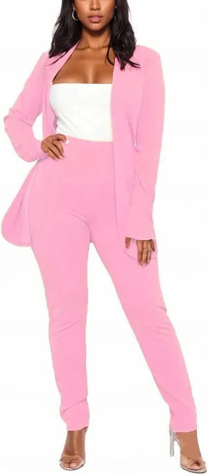 Vakkest Womens Suits 2 Piece Set Business Formal Outfit Casual Long Sleeve Blazer and Office Work Pencil Pants Dressy